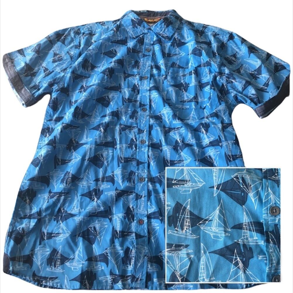 Paper Denim & Cloth Sailboat Button Down Shirt, Blue, 14/16